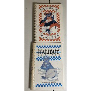 Cecilia Nibeck Spiral Bound ‘Salmon Recipes’ ‘Alaskan Halibut Recipes’ Lot Of 2
